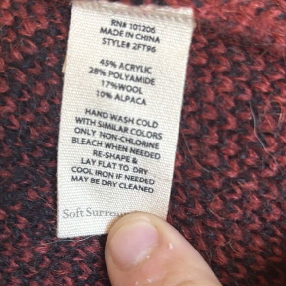 Soft Surroundings Open Cardigan XL Red Long Plaid Alpaca Wool Fall Boho Western - Picture 9 of 10